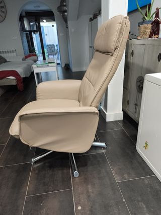 Sillón relax piel beige