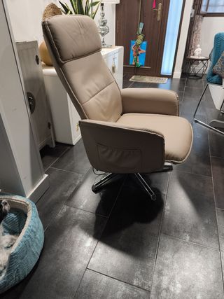 Sillón relax piel beige
