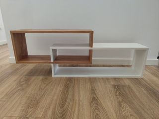Estantería modular roble y blanca, sin utilizar.