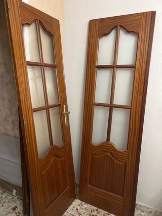 2 Puertas Madera Cristal Salón 2x0.62m se regalan