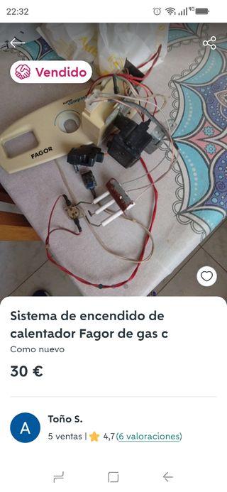 Sistema encendido calentador Fagor