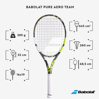 Raqueta tenis adulto - Babolat Pure Aero Team 2022 Gris