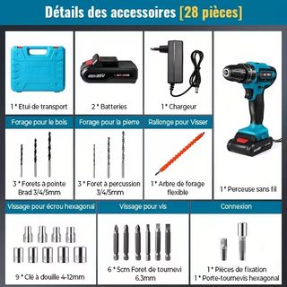 Taladro Inalámbrico 28V + 2 Baterías