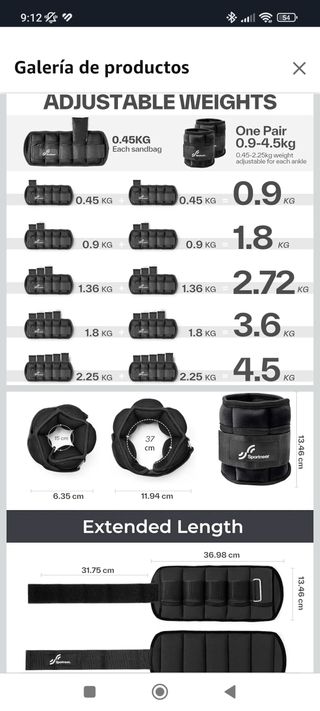 Tobilleras Lastradas Sportneer hasta 4.5 Kg