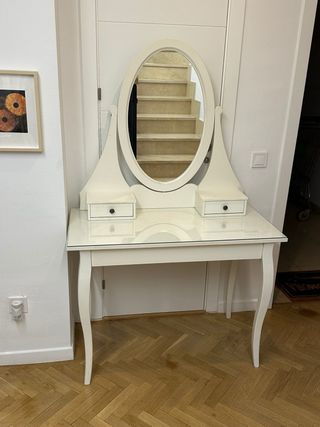 Tocador IKEA HEMNES Blanco y Cristal