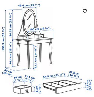 Tocador IKEA HEMNES Blanco y Cristal