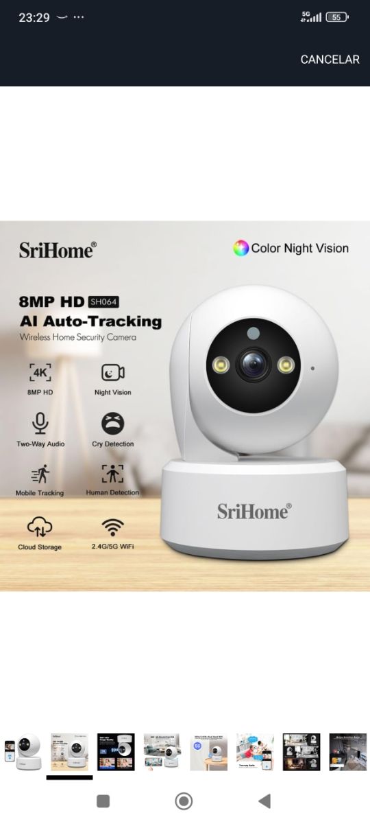 SriHome Cámara Vigilancia Wifi IP