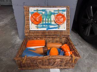 Cesta Mimbre Picnic Marrón