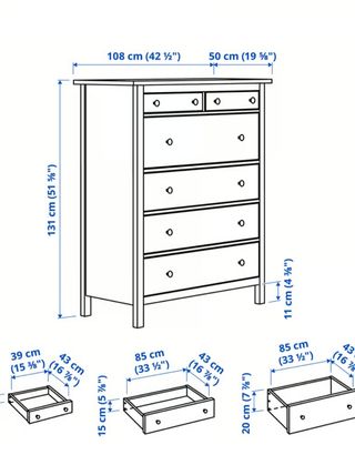 Cajonera IKEA HEMNES 6 cajones Blanca