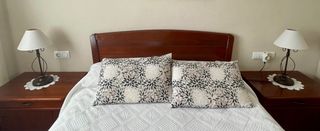 Juego cabecero+mesillas+mueble TV de Madera Maziza