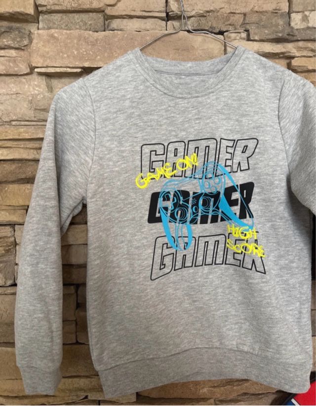 Felpa bambino Gamer grigia