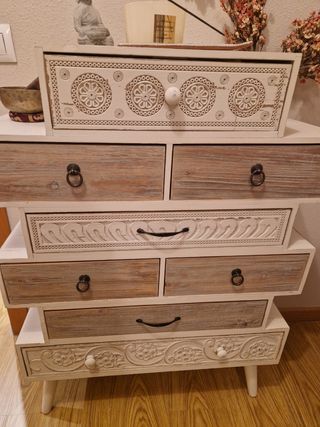 Cómoda estilo colonial madera y metal medidas alto