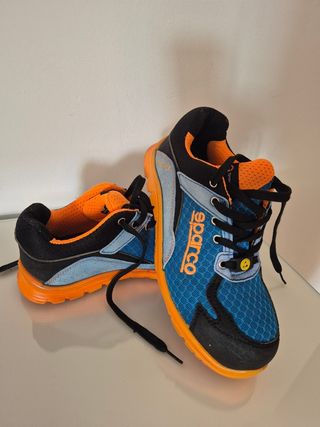 Zapatos de seguridad Sparco azul y naranja