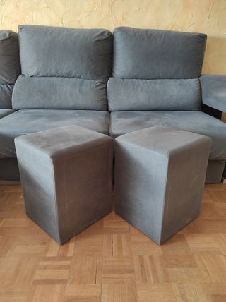 Sofá cheslong gris tela