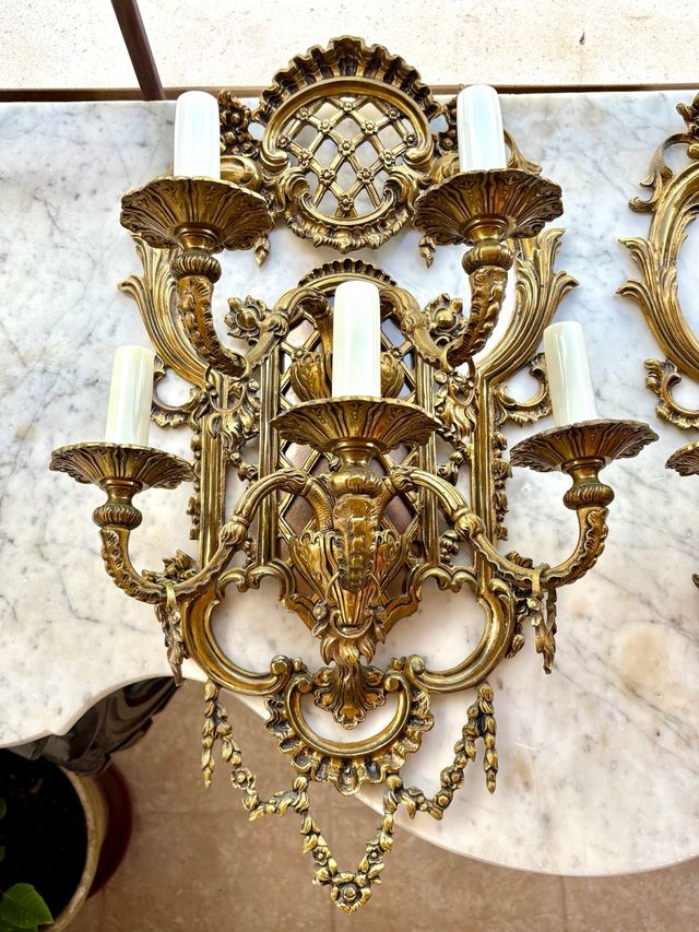 Pareja apliques bronce antiguos estilo imperio