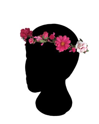 Corona de flores rosa y fucsia