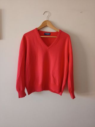 Jersey lana Pulligan hombre coral cuello pico
