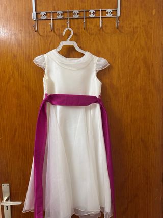 Vestido de fiesta blanco y rosa para niña