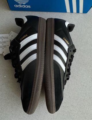 Zapatillas Adidas Samba Piel Unisex Negra Blanca