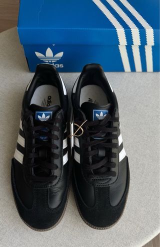 Zapatillas Adidas Samba Piel Unisex Negra Blanca