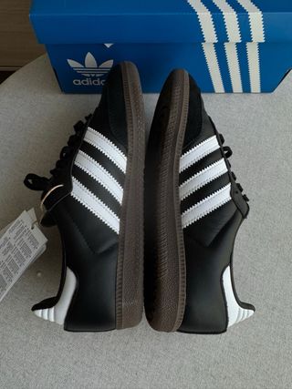 Zapatillas Adidas Samba Piel Unisex Negra Blanca