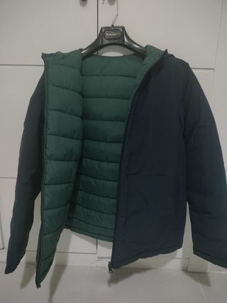 Parka reversible niño verde y azul 