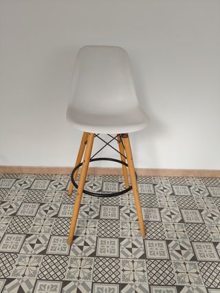 Taburete alto blanco madera