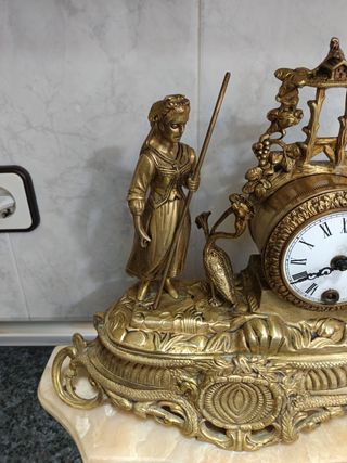 Orologio da tavolo in bronzo e marmo