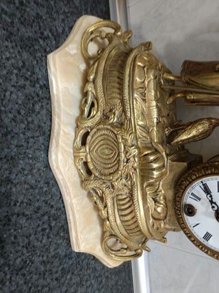 Orologio da tavolo in bronzo e marmo