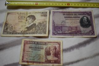 Lote 3 Billetes Antiguos España Pesetas