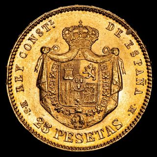 Monedas Alfonsina de Oro 25 Pesetas, 2 unidades.