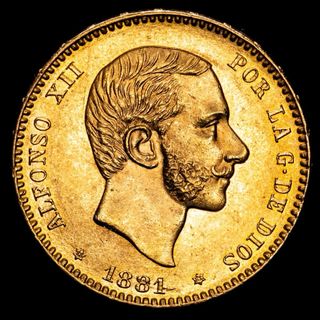Monedas Alfonsina de Oro 25 Pesetas, 2 unidades.