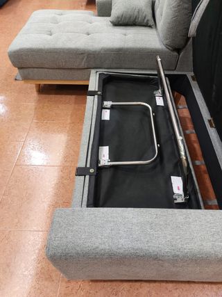 Sofá Cama Chaiselong Gris con Arcón