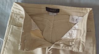 Pantalón campana beige mujer 