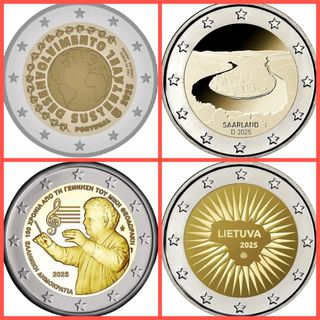 LOTE 13. 4 MONEDAS DE 2 EUROS SIN CIRCULAR