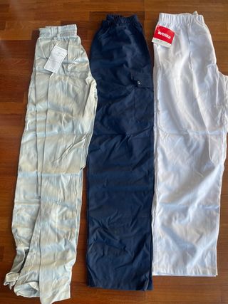 Pantalones de trabajo gris , azul y blanco