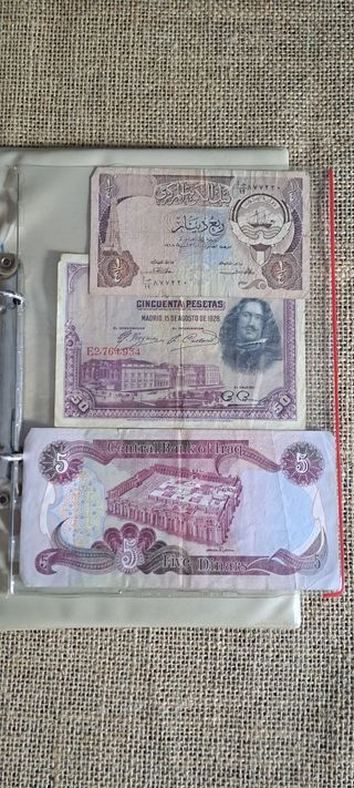 Álbum Billetes Mundo España, México, India, Irak