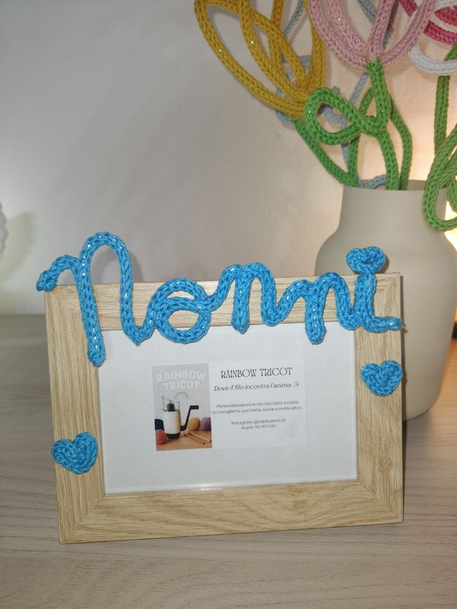 Portafoto Legno con Scritta Tricotin 