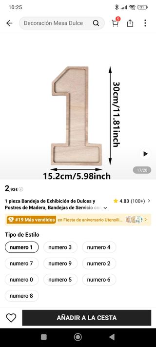 Números 1 y 8 Decoración Mesa Dulce Madera