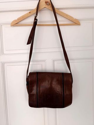 Bolso bandolera marrón de cuero Vintage