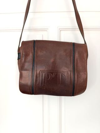 Bolso bandolera marrón de cuero Vintage