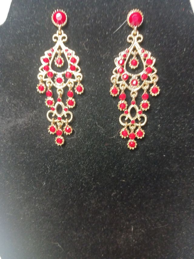 Pendientes Fallera Oro y Rojo