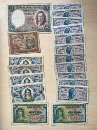Colección de billetes antiguos españoles