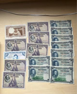 Colección de billetes antiguos españoles