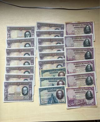 Colección de billetes antiguos españoles