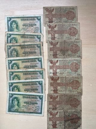 Colección de billetes antiguos españoles