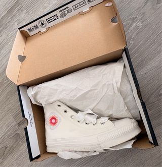 Converse Alte Beige Ricamate Tg 38.5