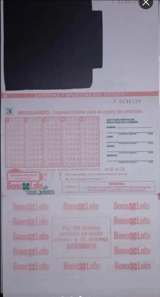 Boletos Loteria Primitiva y Bonoloto Antiguo