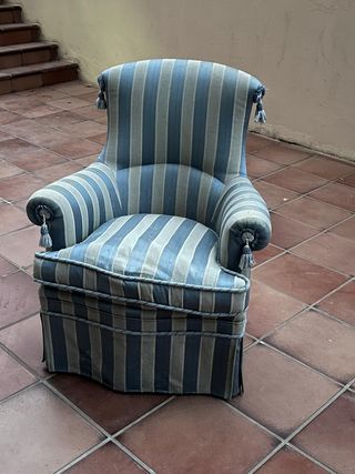 Sillón butaca orejera azul y gris
