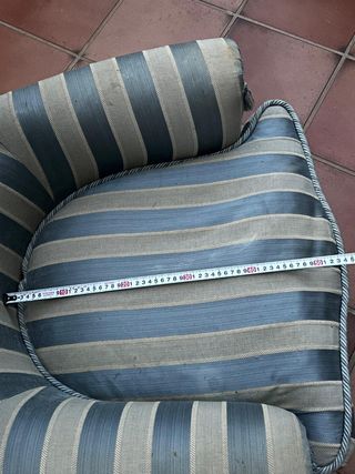 Sillón butaca orejera azul y gris